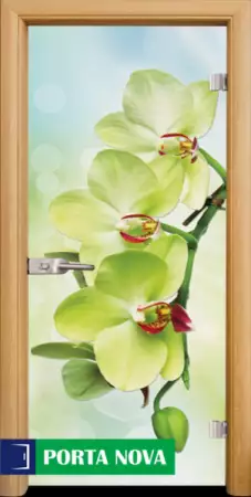 1. Снимка на Стъклена интериорна врата, Print G 13 - 3 Орхидея