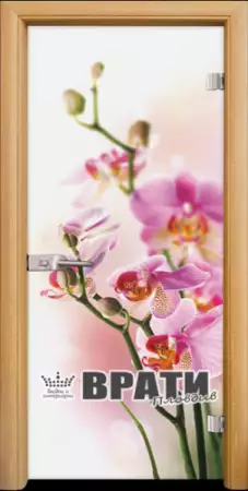 1. Снимка на Стъклена интериорна врата, Print G 13 - 2 Орхидея